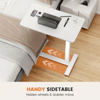 Adjustable Overbed Bedside Table with Wheels
