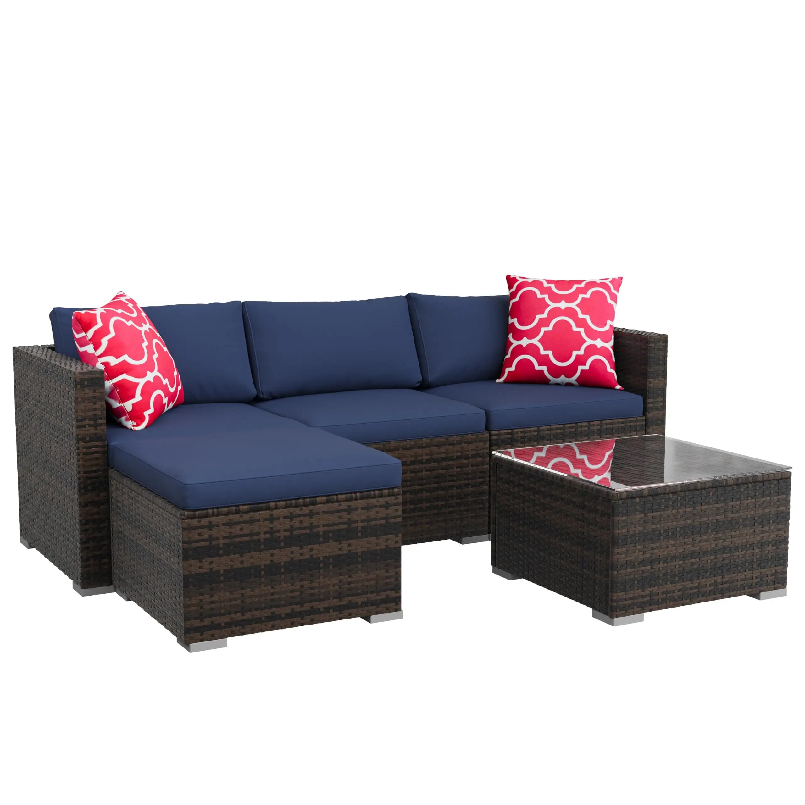 5-Piece Wicker Patio Furniture Set, Modular