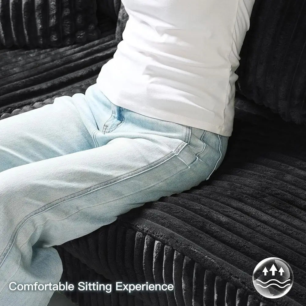 Reversible Chaise Sectional Sofa in Corduroy