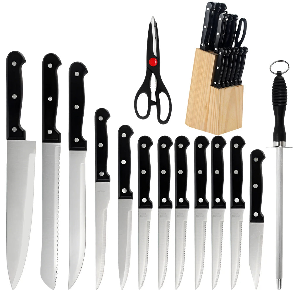 15-piece Stainless Steel Kitchen Knife Set with Holder