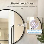 30" Round Bathroom Wall Mirror, Black