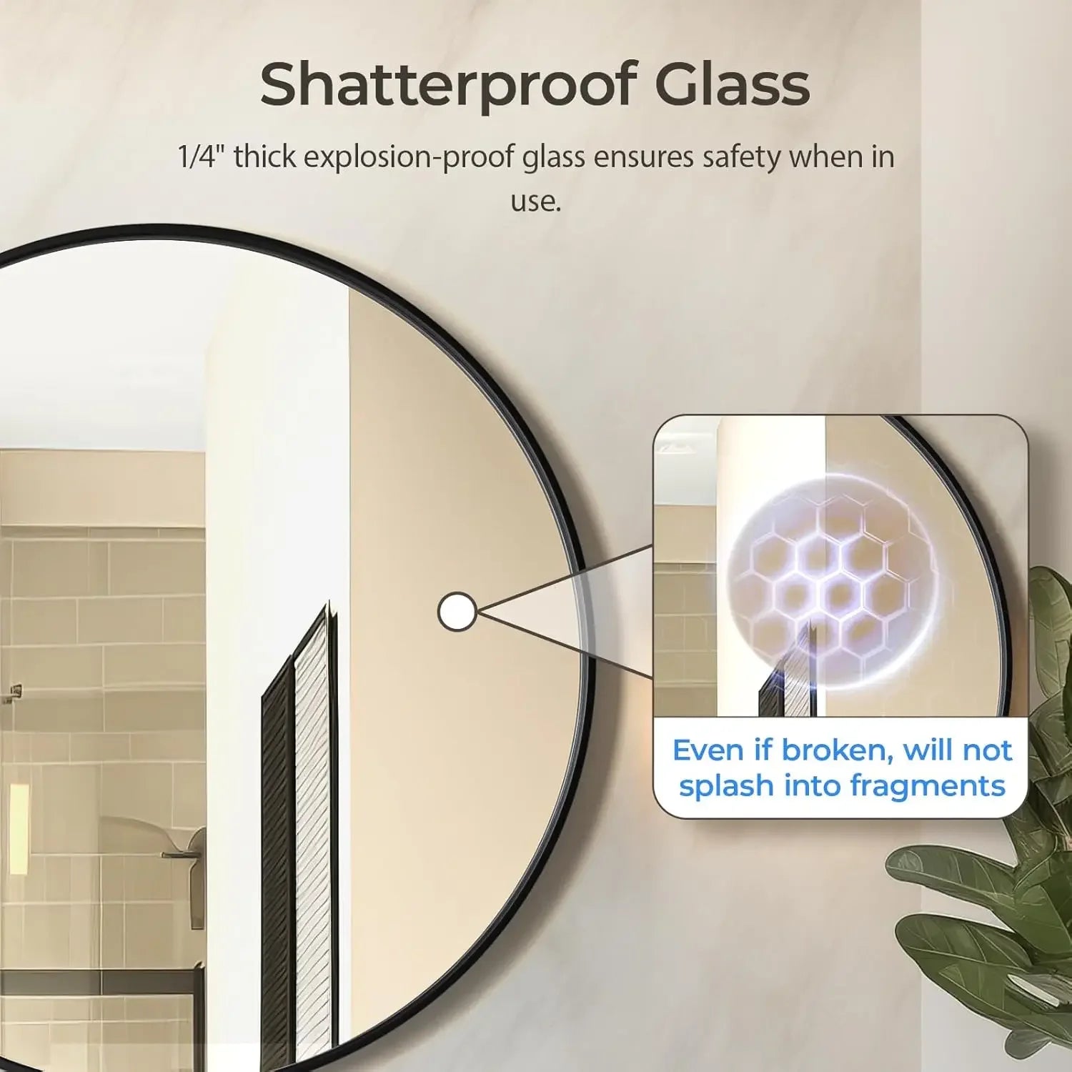 30" Round Bathroom Wall Mirror, Black