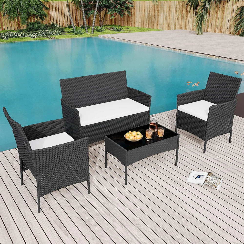 4-Piece Rattan Patio Set