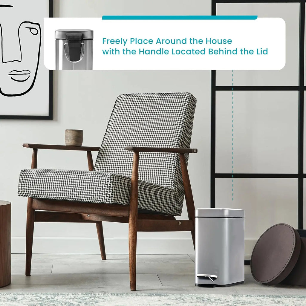 1.3 Gallon Stainless Steel Bathroom Trash Can