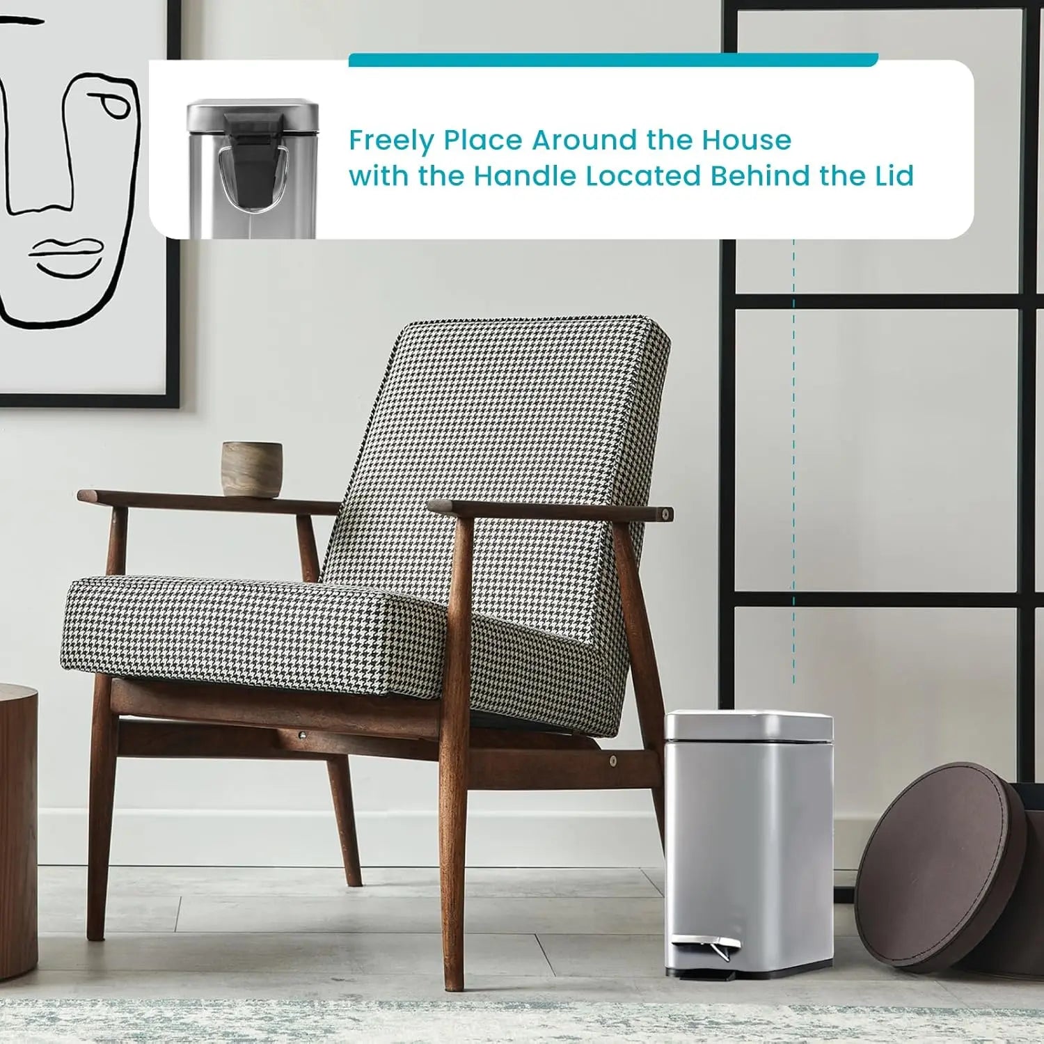 1.3 Gallon Stainless Steel Bathroom Trash Can