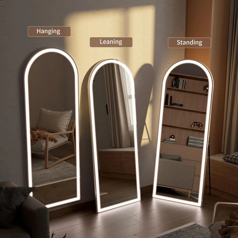 60" LED Floor Mirror with Dimmable Lights