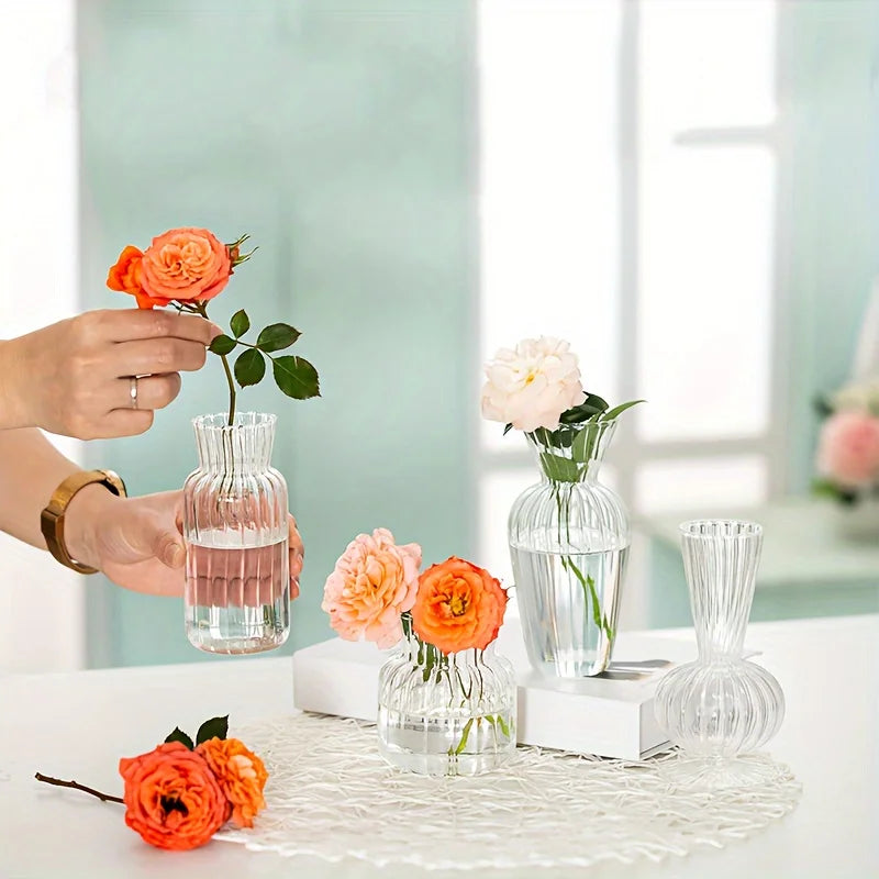 8/16 Piece Modern Transparent Glass Vase Set