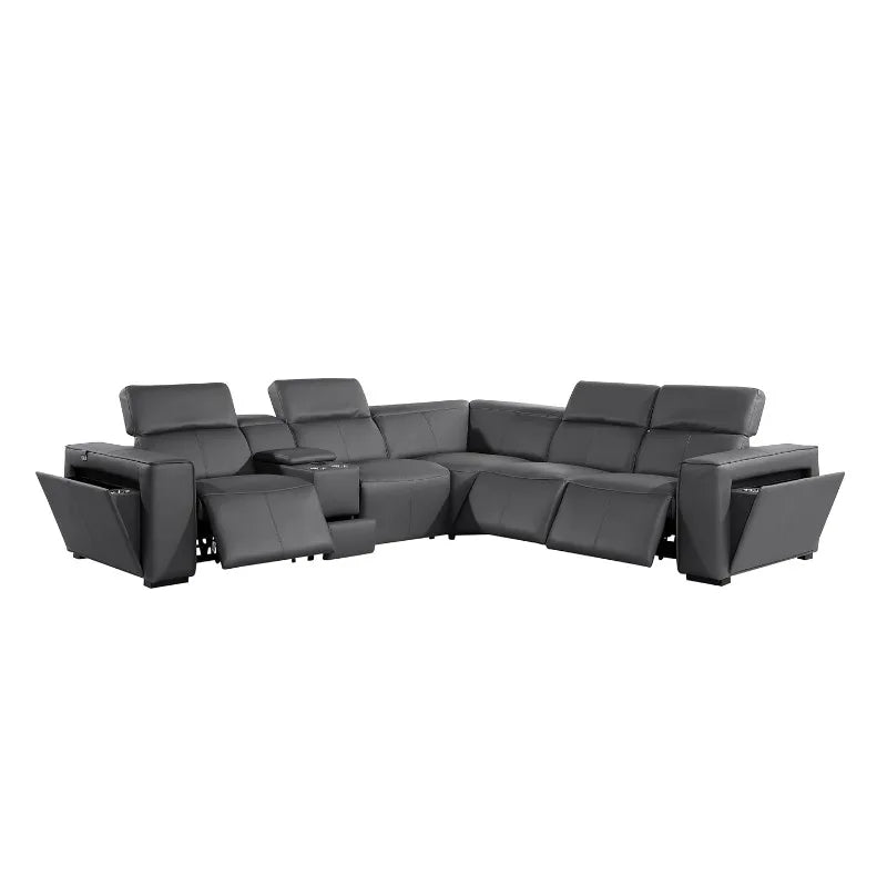 6 Piece Power Reclining Leather Sectional Sofa