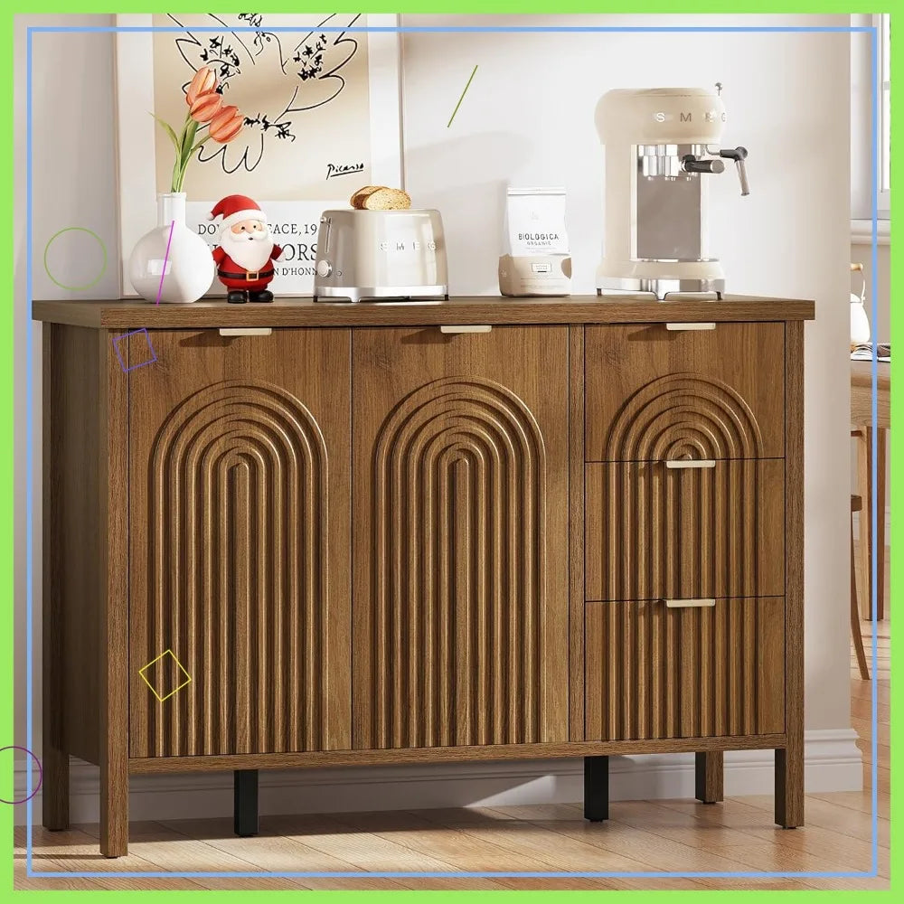 Modern Fluted Buffet Cabinet with Storage