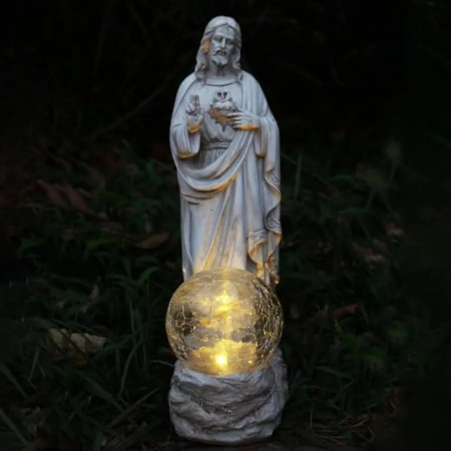 Outdoor Jesus Statue With Solar Lights