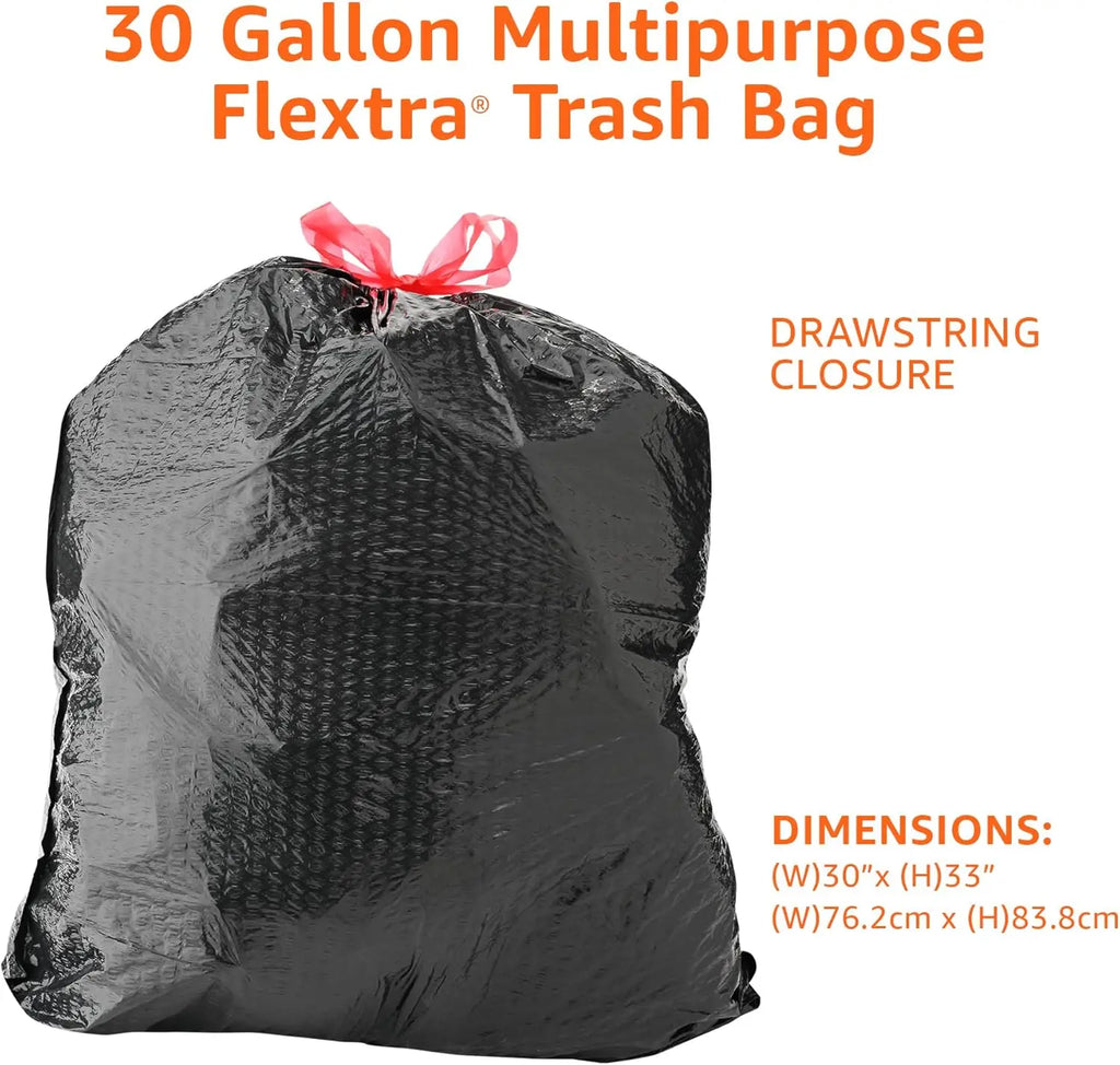 30 Gallon Heavy-Duty Drawstring Trash Bags