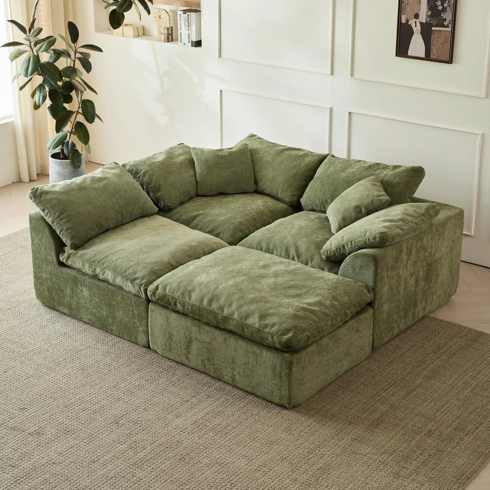 109"  L-Shaped 3-Seater  Sectional with Ottoman