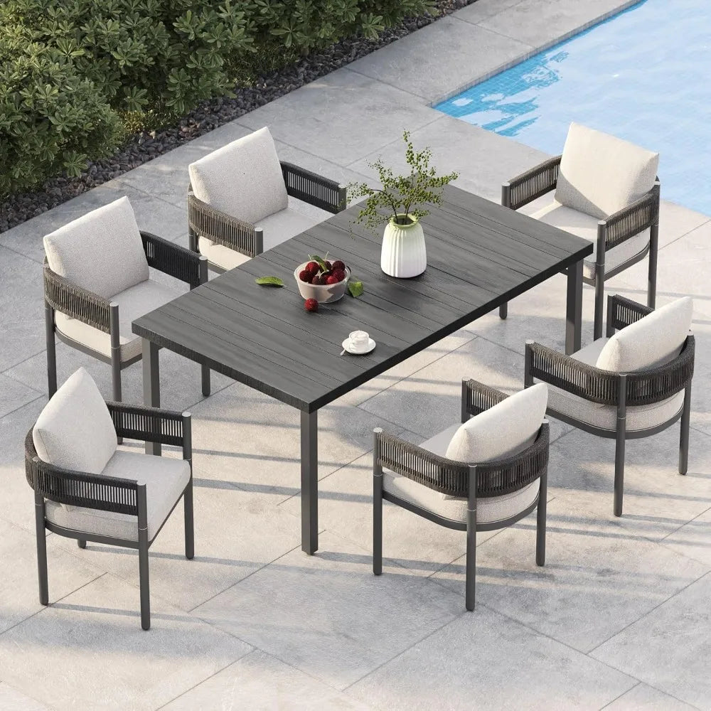 7 Pc Outdoor Wicker Dining Set for 6