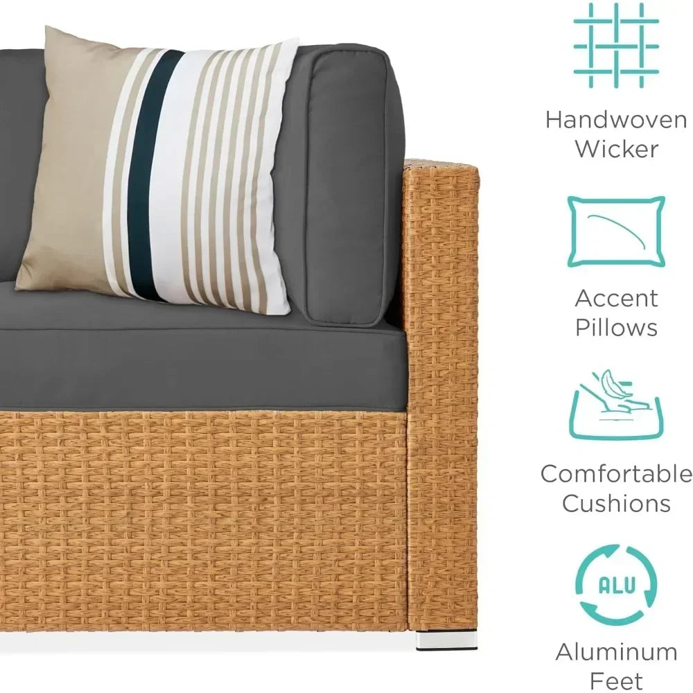 7 Pc modular outdoor wicker patio - Gray