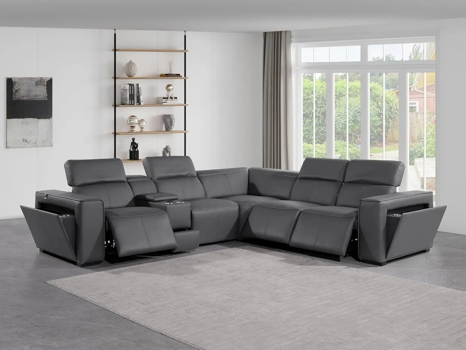 6 Piece Power Reclining Leather Sectional Sofa