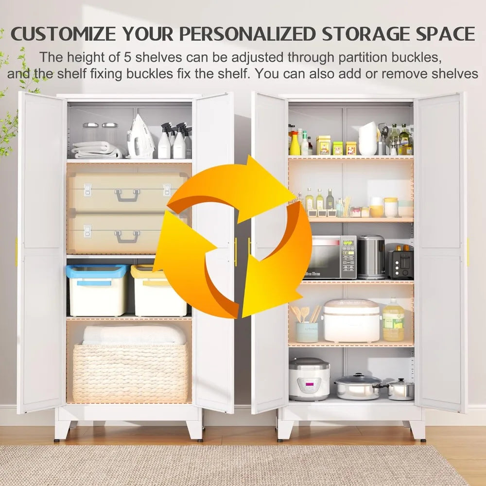 75.2" Tall White Metal Storage Cabinet