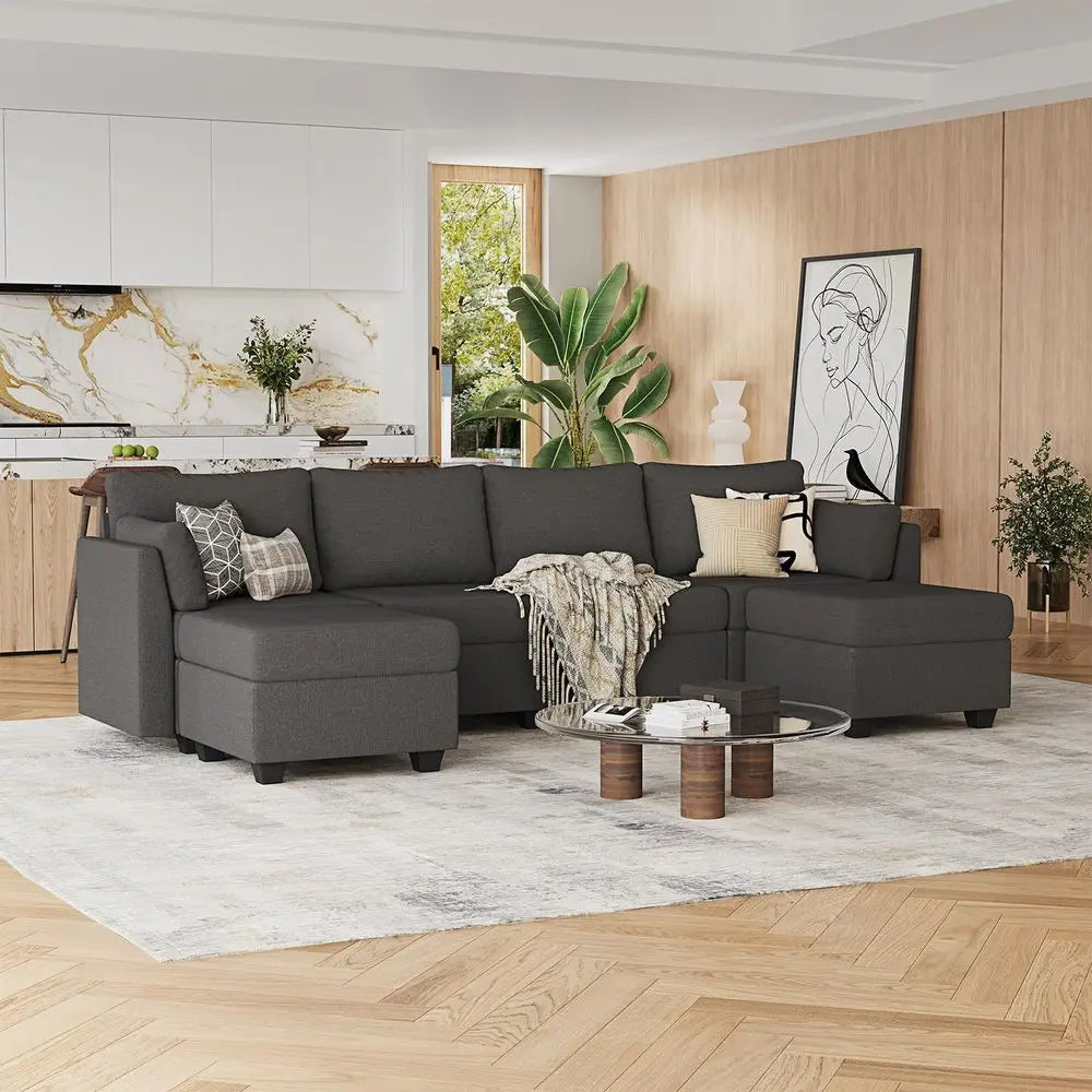 Convertible Sofa With Storage, Dark Grey