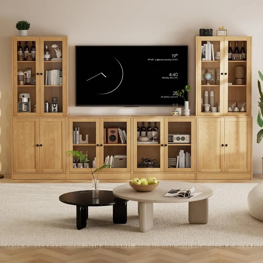 4-Piece Large TV Stand with Bookshelves