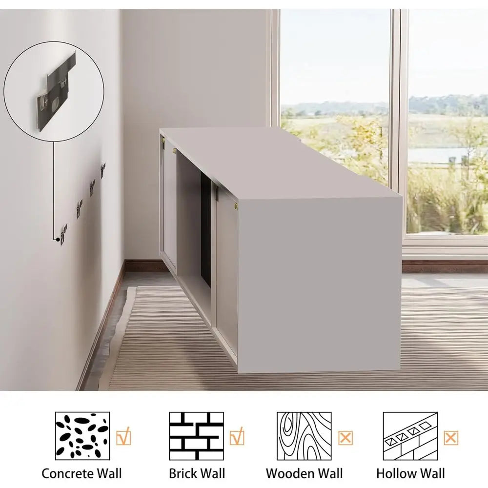 Electric Fireplace TV Stand, Glossy White