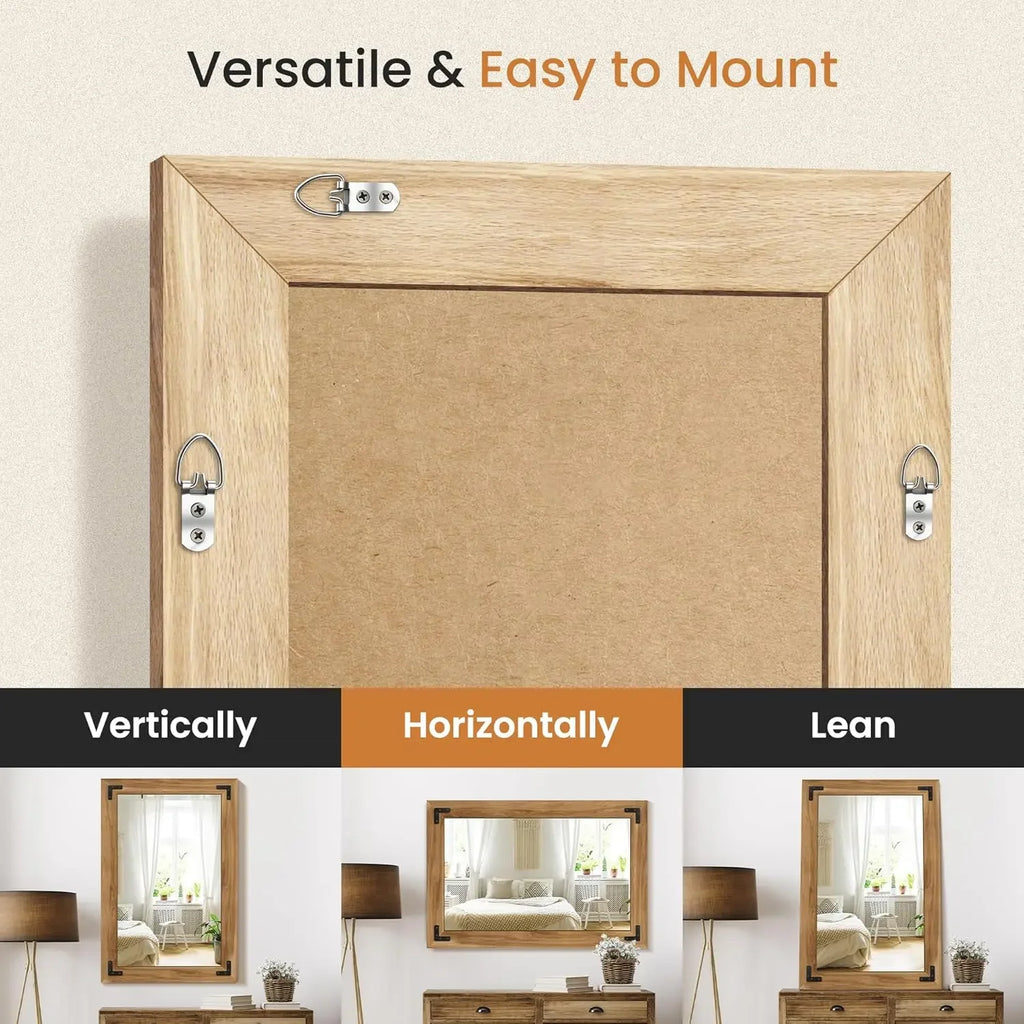 Bathroom Wall Mirror  With Wooden Frame, 36"x24"