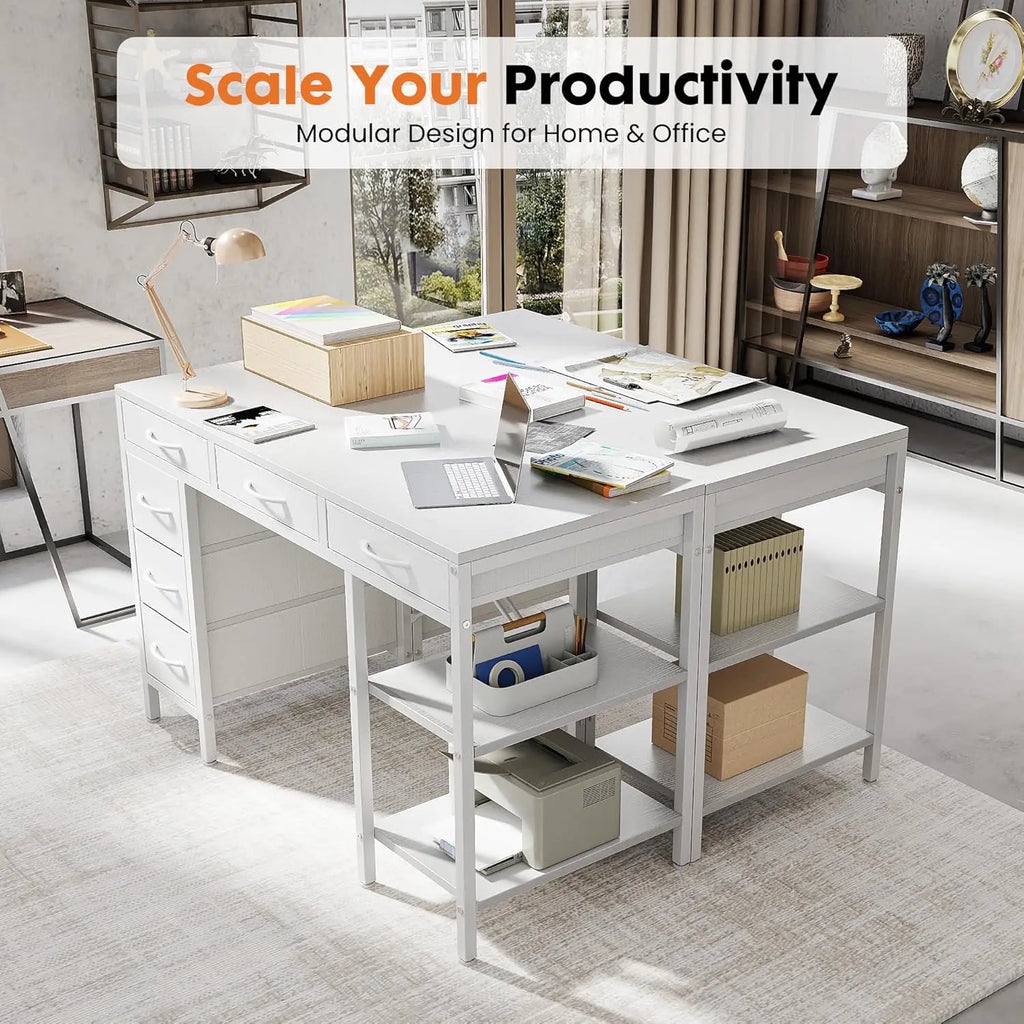 47-Inch Computer Desk with 6 Drawers
