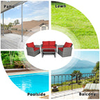 4PC Rattan Patio Furniture Set W/Storage