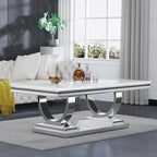 47" Rectangular  White Faux Marble Coffee Table