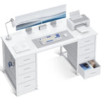 48 Inch White Computer Desk With 8 Drawers