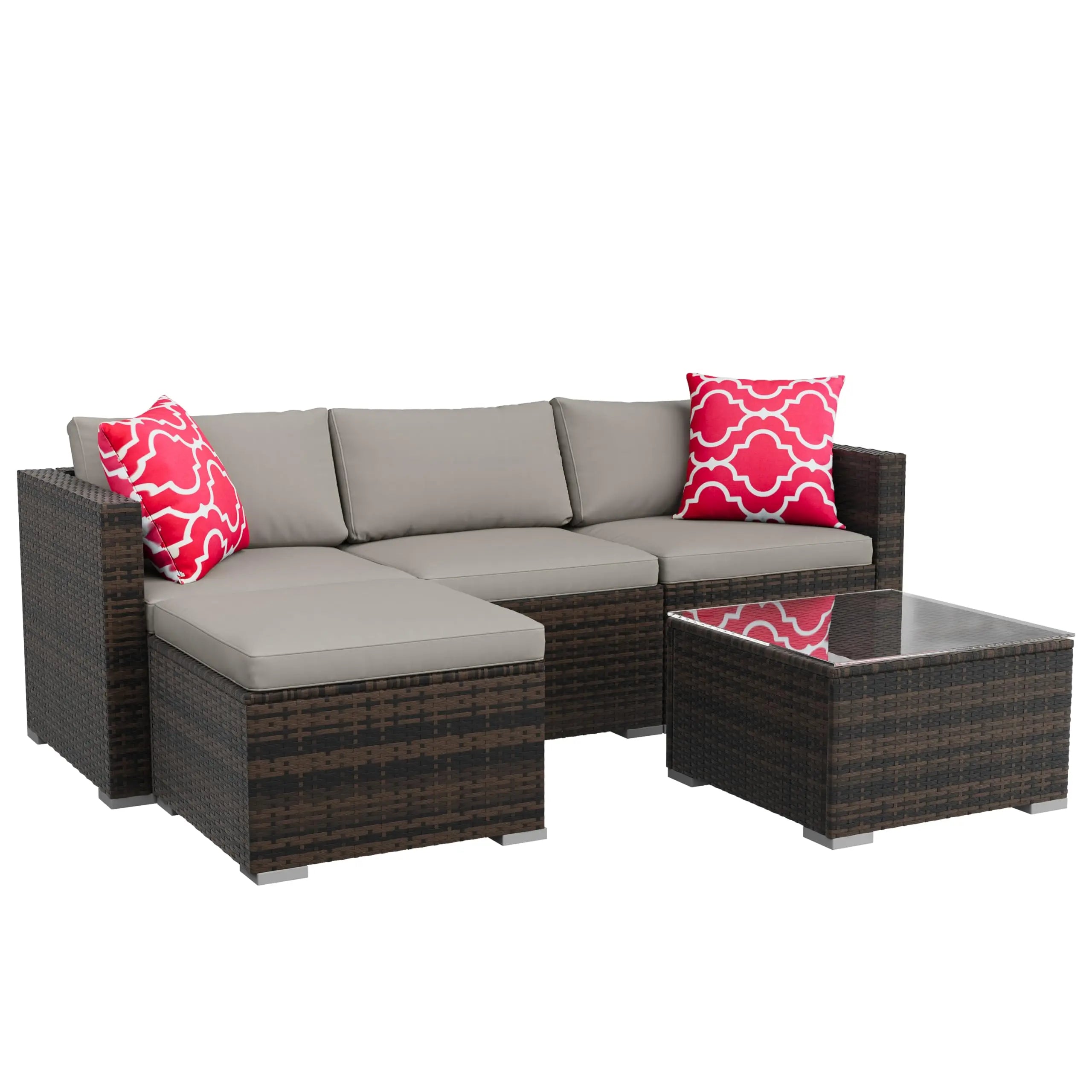 5-Piece Wicker Patio Furniture Set, Modular