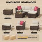 5-Piece Wicker Patio Furniture Set, Modular