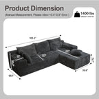 105Inch L-Shaped Sofa  Bed Convertible Corduroy