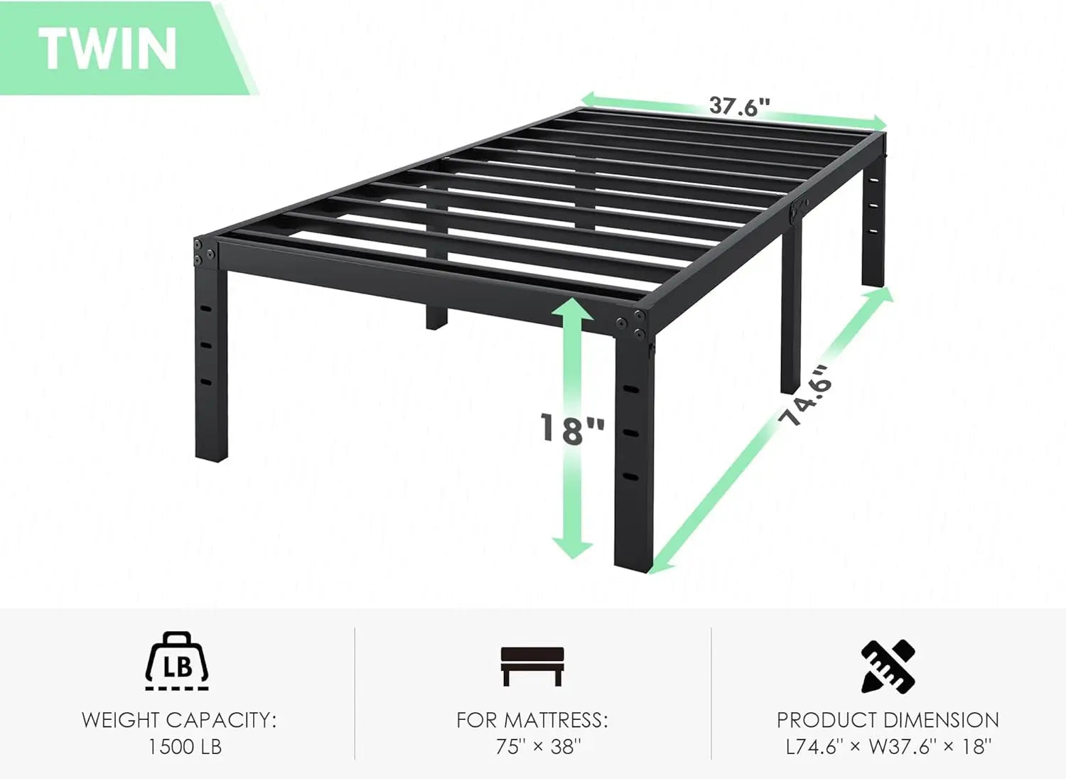 Heavy Duty Twin Platform Bed Frame