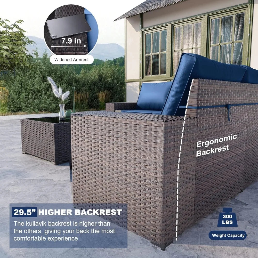 6 PC  Wicker Rattan Patio Furniture Set