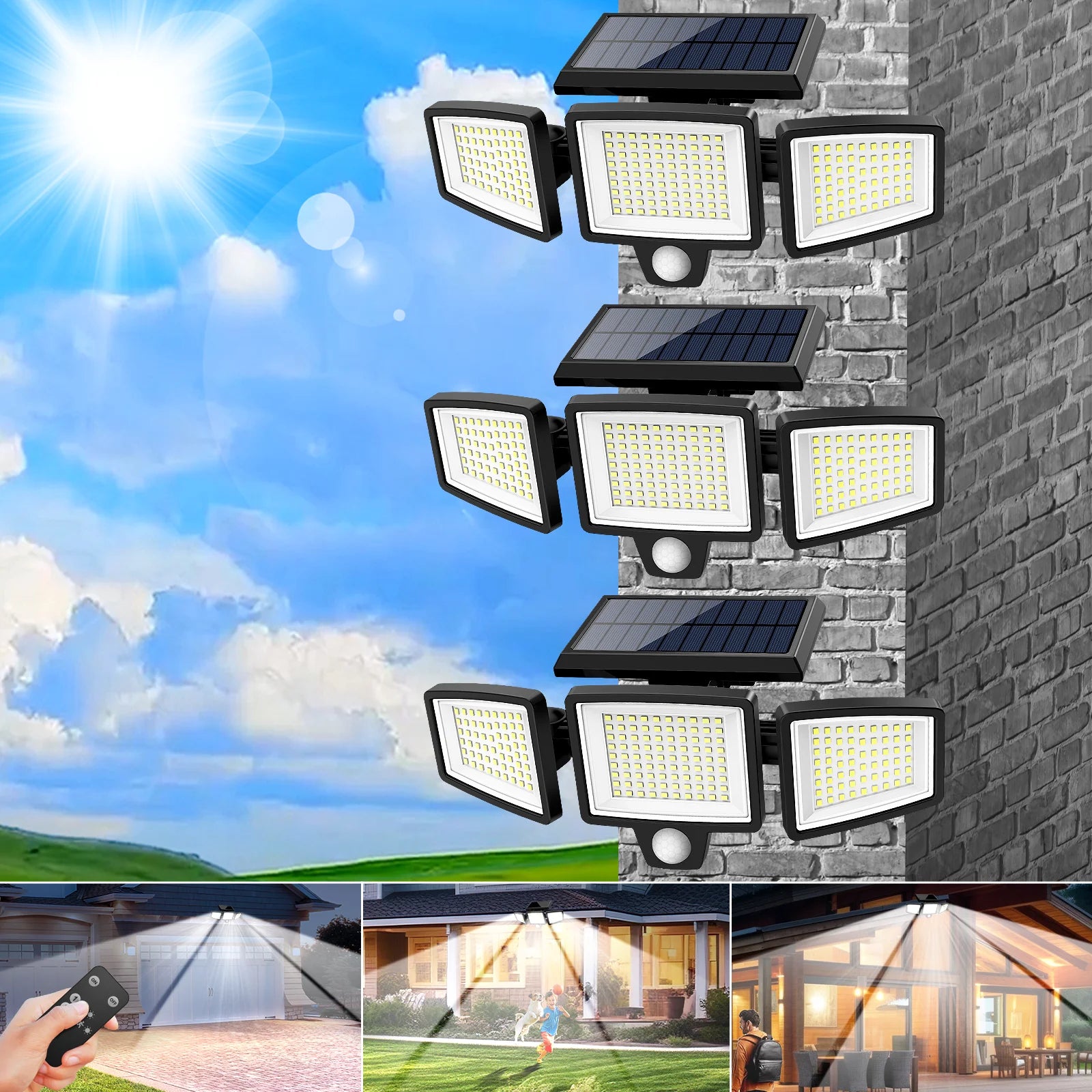3 Pack Outdoor Solar security Lights