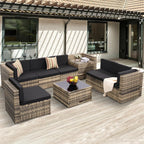 8 Pc Wicker Rattan Patio Furniture Set
