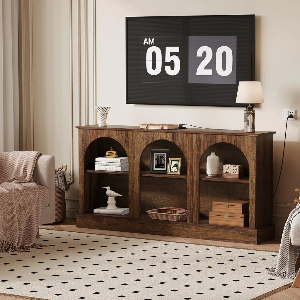 63"TV Stand With Power Outlets & USB