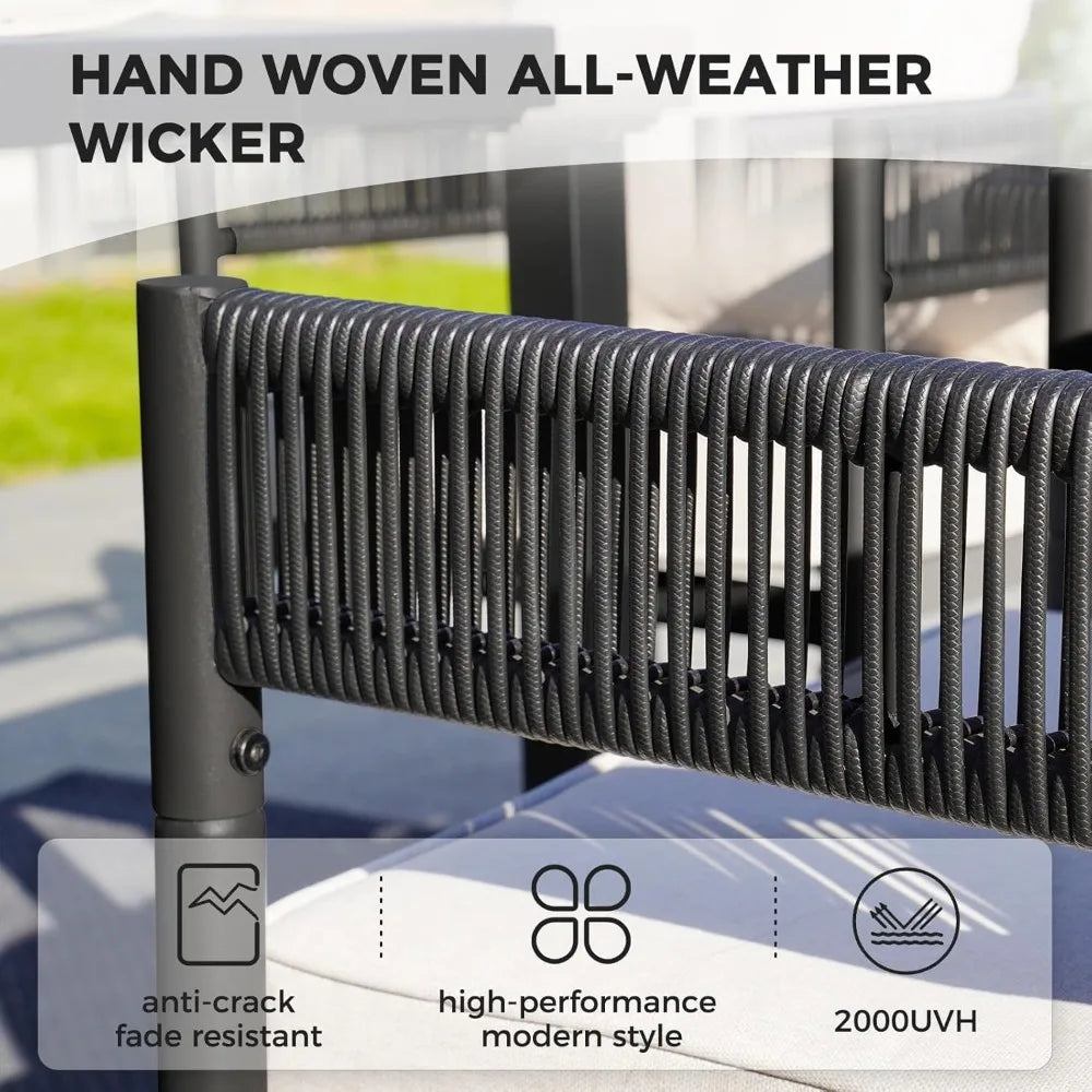 7 Pc Outdoor Wicker Dining Set for 6