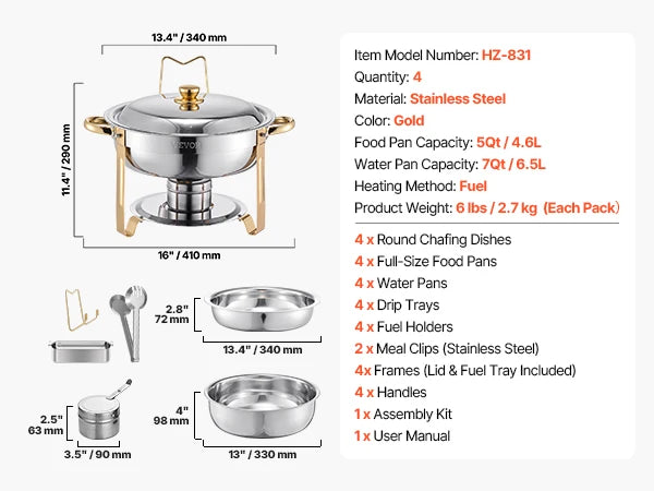 4 Piece Stainless Steel Chafing Dish