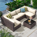 7 Pc Rattan Sectional Patio Set