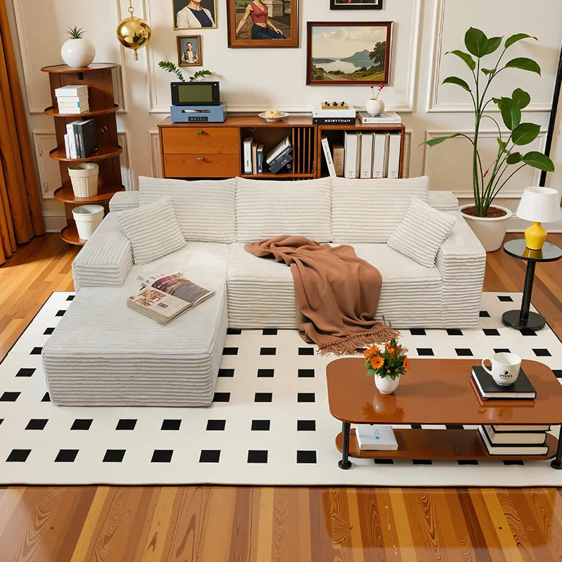 105Inch L-Shaped Sofa  Bed Convertible Corduroy