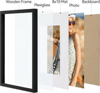 Black Picture Frame with Mat For 8x10 Photos