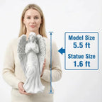 18.9 Inch Outdoor Standing Angel Statue - Stone