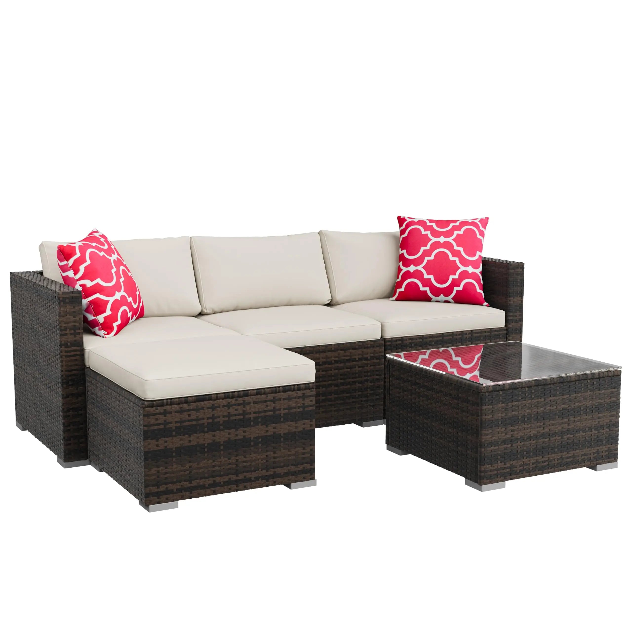 5-Piece Wicker Patio Furniture Set, Modular