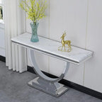 47" Rectangular  White Faux Marble Coffee Table