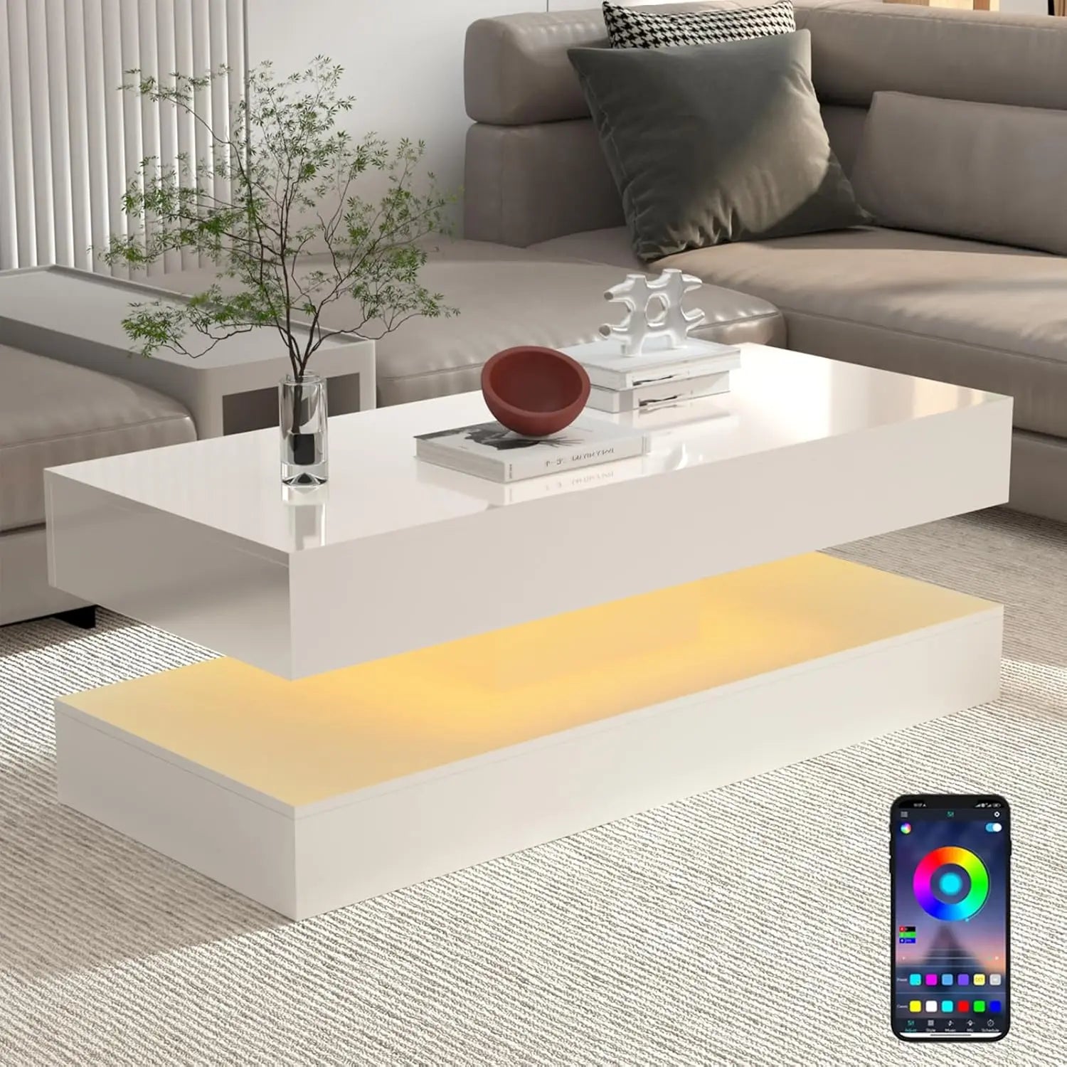 Modern Stylish Coffee Table With LED lights