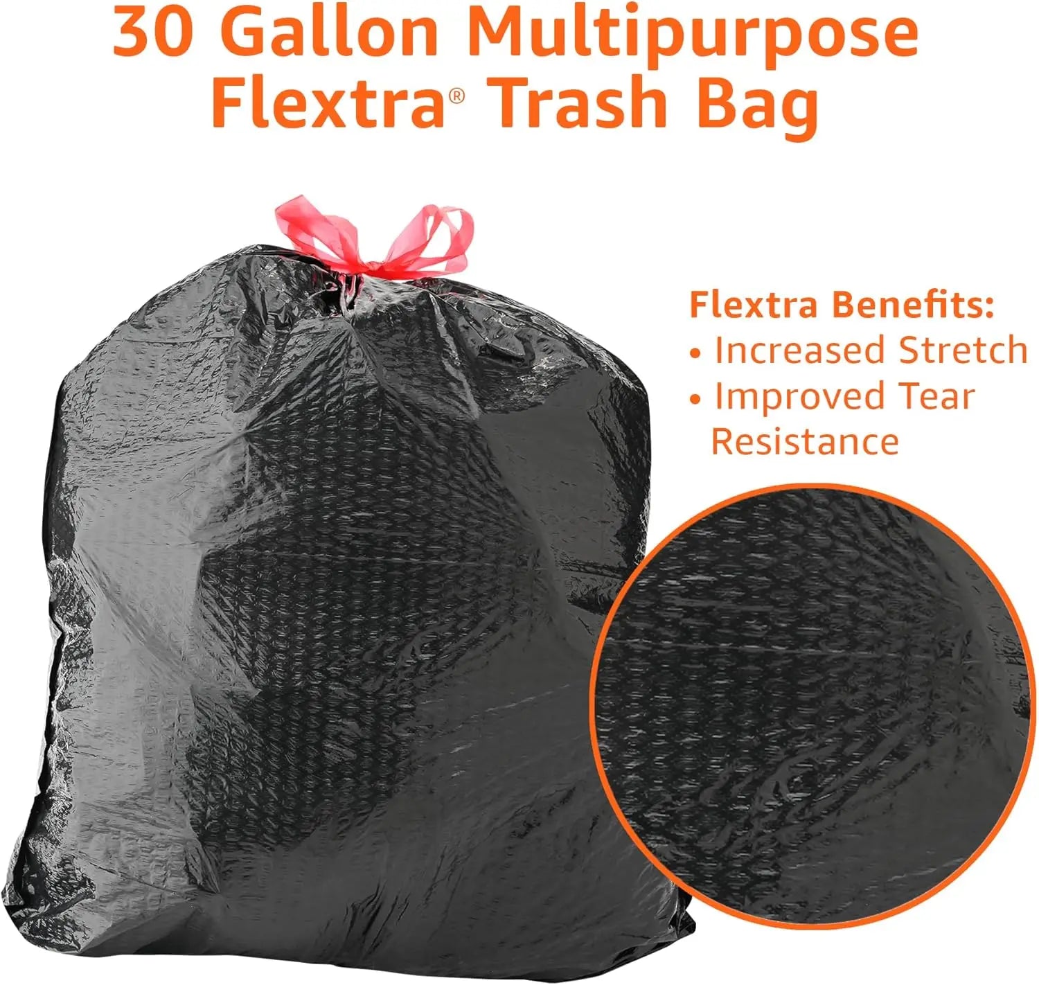 30 Gallon Heavy-Duty Drawstring Trash Bags
