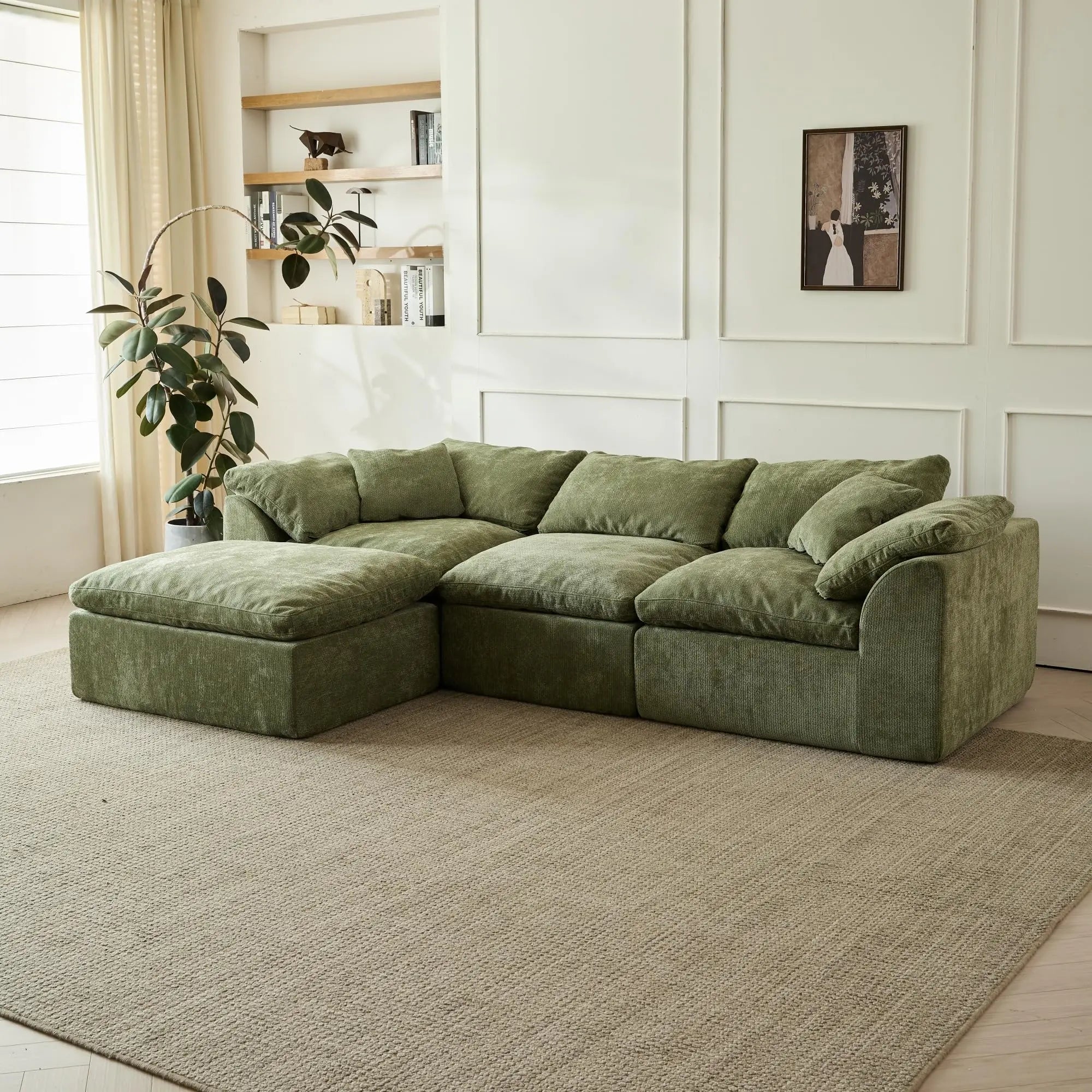 109"  L-Shaped 3-Seater  Sectional with Ottoman