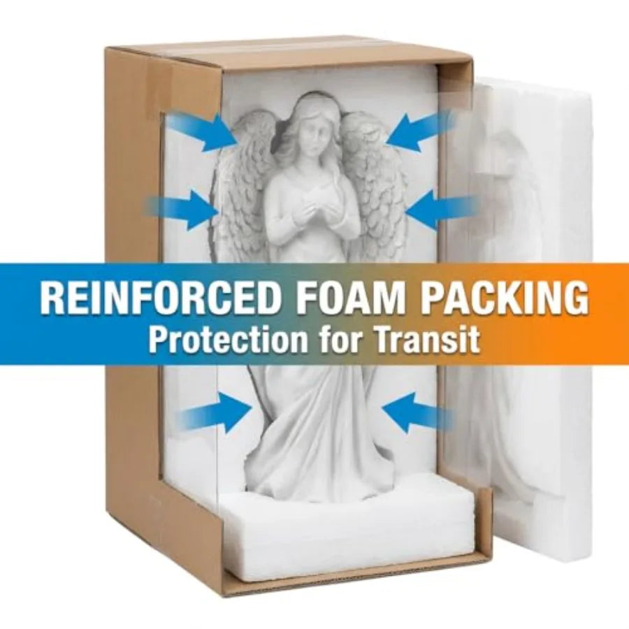 18.9 Inch Outdoor Standing Angel Statue - Stone