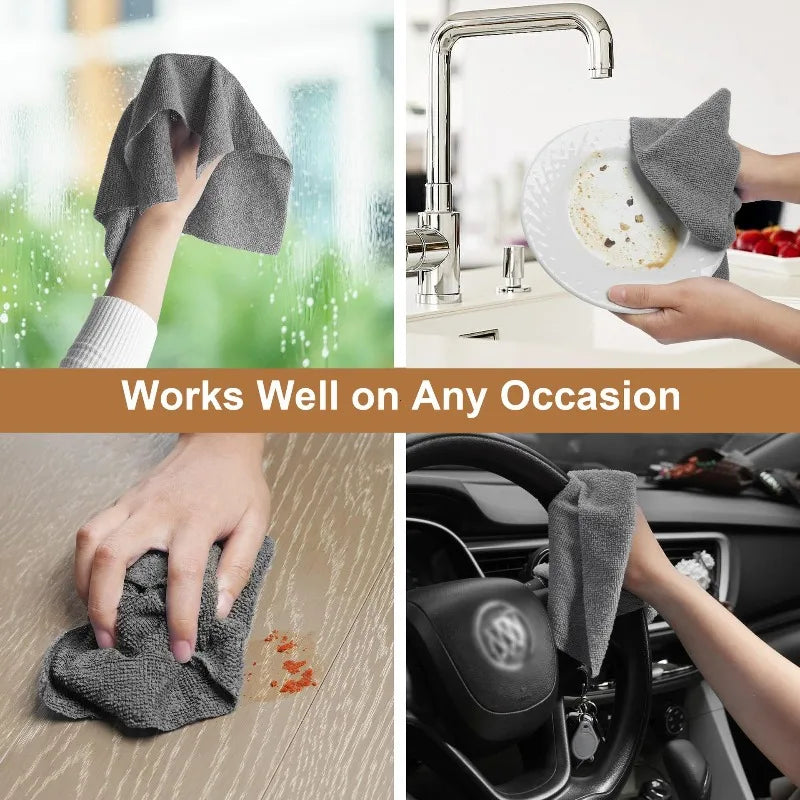 50 Reusable Microfiber Absorbent Cleaning Cloths