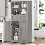 Tall Grey Storage Cabinet with 2 Drawers